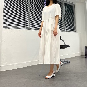 [ZEROG] pleats long dress_white