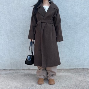 [ ZEROG ] wool robe long coat _ dark brown