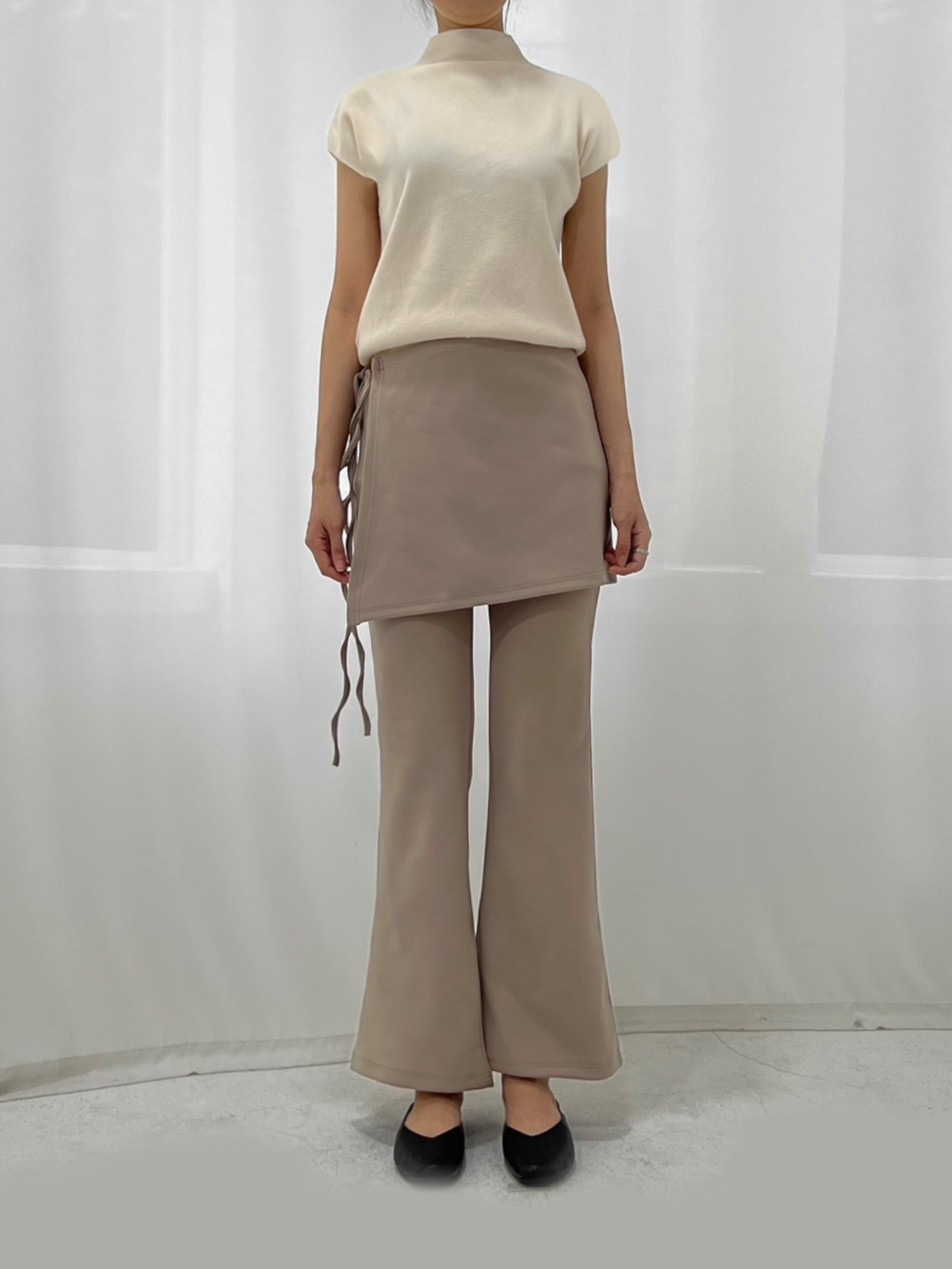 skirt wrapping pants _ beige